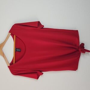 STAR VIXEN Red Short Sleeve Tie Knot Blouse size XL *